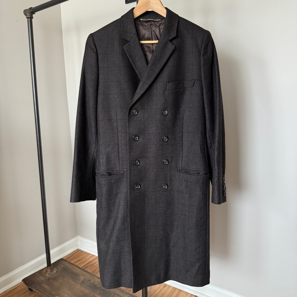 Dolce & Gabbana Double Breasted Men's Wool Plaid Coat